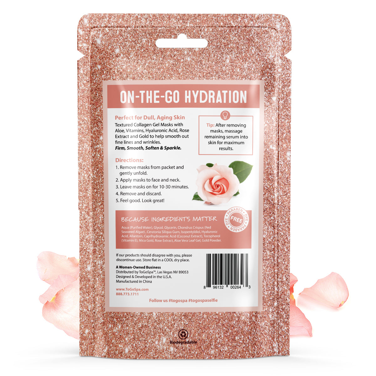 ToGoSpa Rose Gold Face & Neck mask box back